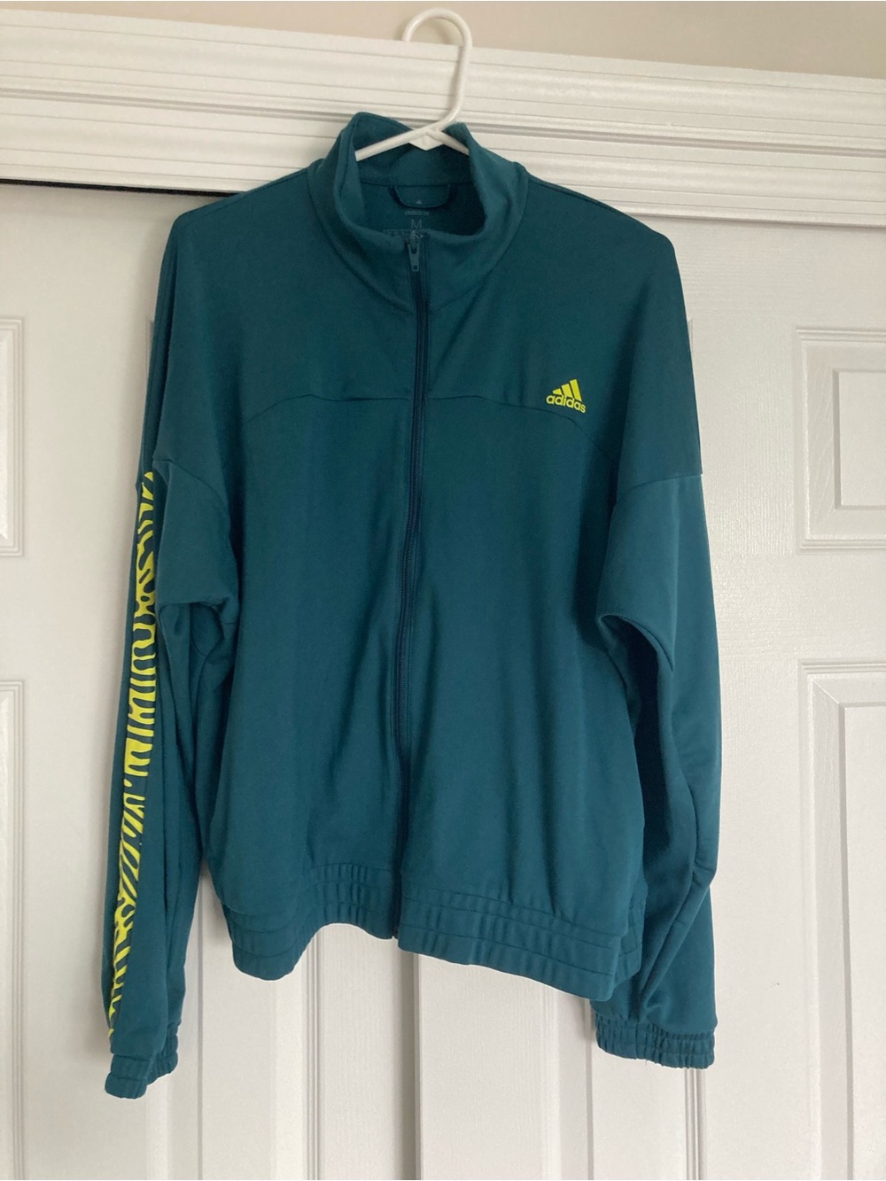 adidas Men’s Teal Full-Zip Performance Jacket with Yellow Logo